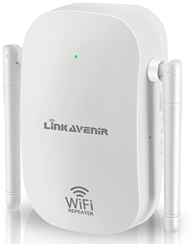 LINKAVENIR WLAN Verstärker WLAN Repeater, Dual WLAN Dualband 1200Mbit/s (867MBit/s 5GHz + 300MBit/s 2,4GHz) Mit 1 LAN Port 4 Antenne WLAN Verstärker Modus AP Modus Kompatibel zu Allen WLAN Geräten
