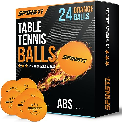 SPINSTI Table Tennis Balls (24 Balls) |3 Star 40+mm Professional Orange Table Tennis Balls for Indoor Sports | Premium Orange ABS Quality Ping Pong Balls | Spherical Celluloid Free