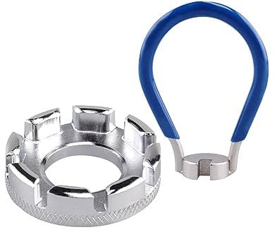 Bike Wheel Spoke Repair Kit with Spoke Wrench and Rim Correction Tool, Bicycle Spoke Wrench Tool, 6 in 1 Bike Spanner Spoke Tool 10-15 Gauge for Bike Wheel Maintenance and Adjustment(Silver+Blue)
