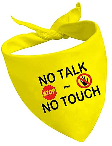 CENWA Hundehalstuch, Aufschrift 'No Touch No Talk', Gelb, Polyester, One Size, Bandana