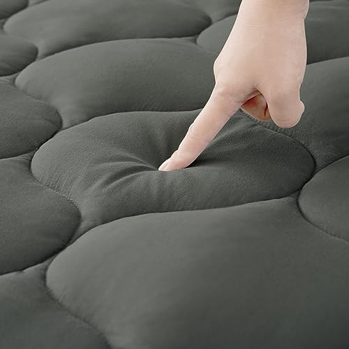 DUANDUAN Matratzen Topper 90x200cm,weicher Topper, Matratzenauflage mit tiefen Taschen,Maschinenwaschbarer Matratzenschoner,Dunkelgrau
