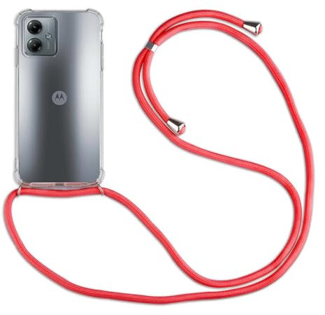 betterfon Hülle Kompatibel mit Motorola Moto G14 | Handykette Smartphone Halskette Hülle mit Band | Handyhülle mit Kordel zum Umhängen Kompatibel für Moto G14 | Rot
