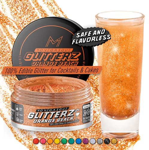 MONÉGASQUE Orange Edible Glitter for Drinks & Cakes, Cocktail Glitter, 10g | Beverage Shimmer, Sparkle Powder, for Champagne, Cupcakes & Cookies, Dessert Decorating, Vegan, Gluten-Free, Shimmer Powder