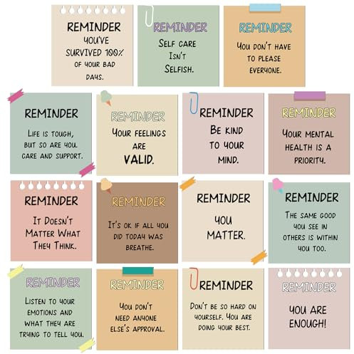 Copkim 15 Pcs Mental Health Fridge Magnets Boho Inspirational Daily Reminder Refrigerator Magnets Mental Reminder Notes Affirmations Encouragement Gift for Kitchen Whiteboard Therapy Office Home Decor