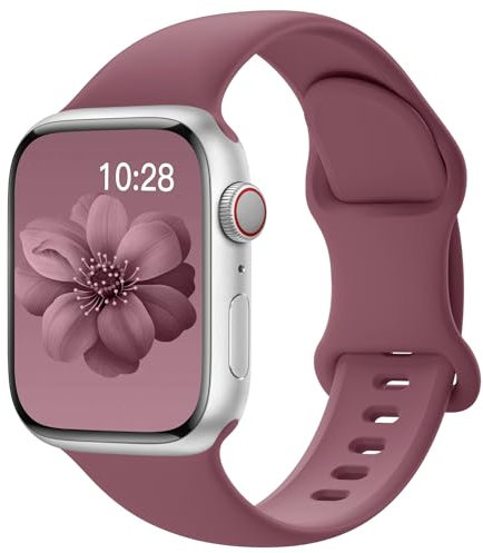 Yoohoo Soft Silicone Strap Compatible with Apple Watch Straps 38mm 40mm 41mm 42mm 44mm 45mm 46mm 49mm Women Men,Sport Replacement Bands for iWatch Series 11 10 9 8 7 6 5 4 3 2 1 SE Ultra,Mulberry