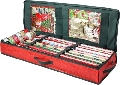 SKYTE® Christmas Storage Bags & Boxes Decoration Wreath Wrapping Paper Lights Storage Xmas Tree Christmas Accessories Tearproof (Red Paper Storage Case)