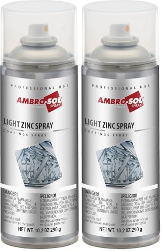 Ambro-Sol Z350 Zinc Clair Spray, Idéal pour Retoucher, Finir et Réparer avec une Finition Gris Clair Surfaces Métalliques, Bouteille en Fer Blanc Recyclable à l’Infini de 400 ml (Lot de 2)