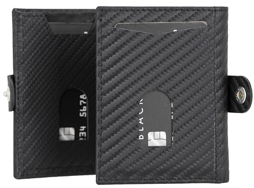 Solo Pelle NEU Slim Wallet mit Münzfach [12 Karten] Slimwallet Riva [RFID-Schutz] Kartenetui mit Münzfach [Leder] Smart Wallet für Männer und Damen (Carbon)