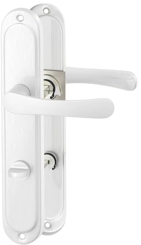 ERGO line MALMO garnitures de porte classiques, argent, poignée pour porte de salle de bains WC ensemble de poignée avec rosette longue, garniture de porte, poignée, tige carrée de 7 mm