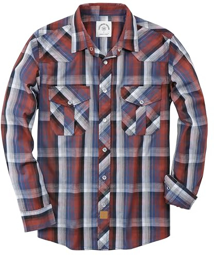 Dubinik®Chemise Cowboy Homme Manches Longues Western Casual Vintage Bouton Pression