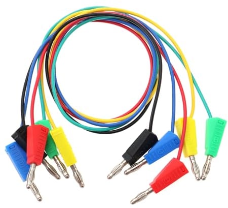 EMSea 5 Stück Dual 4mm Bananenstecker 5 Farben Multimeter Messleitungen Blei Draht Silikon Steckbare Kabel Draht für Labor Elektrische Prüfung 50cm