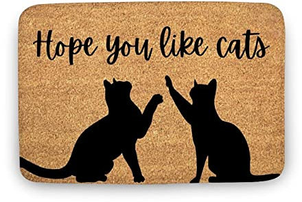 KOPUTE Hope You Like Cats Doormat, Cat Doormat, Cat Rug, I Hope You Like Cat Doormat, Housewarming Gift, Homewarming Gift, Cats,Indoor Doormat,Front Back Door Mat 40x60cm