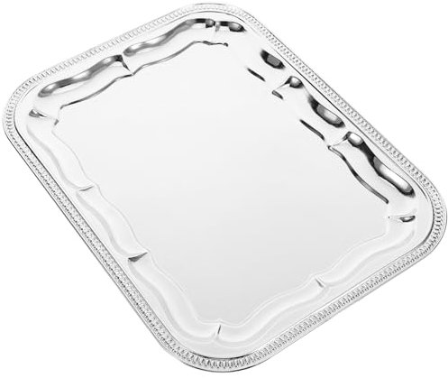 Cabilock Plato De Acero Inoxidable Para Servir Bandeja De Exhibición Con Espejo Rectangular Grabado Plato De Exhibición Plato De Comida Para Aperitivo Ensalada Queso Pastel De Frutas