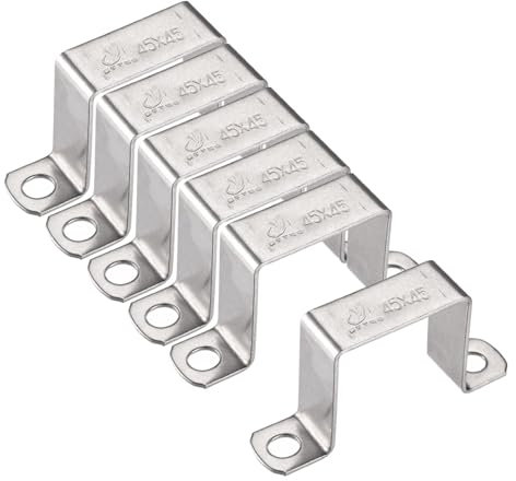 TA-VIGOR 6Pcs U Shaped Connector Bracket, 45mm x 45mm Stainless Steel Bracket Stainless Steel Pipe Clamp, Heavy Duty Conduit Clamps for Door Closed Bar Holder Strut, Pipe Tube Wire Fixing