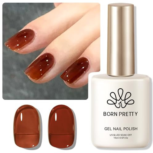 Born Pretty UV Nagellack Jelly Braun 15ml - Gel Nagellack UV Herbst Winter Transparent Natur UV LED Soak off Manicure Gel Lacquer Varnish