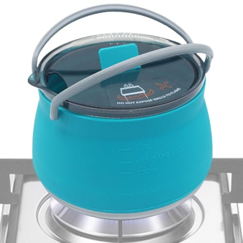 Foldable Silicone Kettle, Portable Silicone Kettle, Camping Waterpot, Portable Water Kettle for Boiling Water, Silicone Tea Kettle, Camping Travel Kettle for Tea & Coffee, Soft Tea Pot