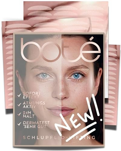 BOTÉ 132 Schlupflider Stripes unsichtbar & atmungsaktiv - Lidstraffung Strips für strahlende Augen - Eyelid Stickers gegen Schlupflider - Schlupflid Stripes (STARTER SET A - S/M/L)