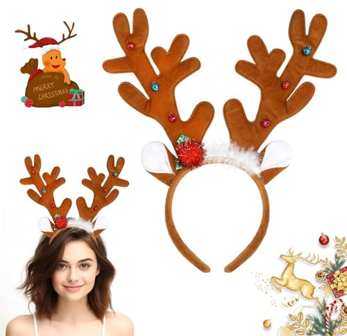 VEYLIN Rentier Geweih Stirnband Geweihstirnband,Weihnachten Stirnband für Kostüm Rentier Haarreif Eine der besten Weihnachtsdekorationen