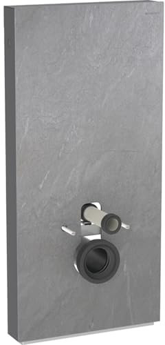 Geberit Monolith PLUS Sanitärmodul für Wand-WC, 101cm, Wasseranschluss seitlich, mit Anschlussstutzen, Farbe: Steinzeug Schieferoptik/Aluminium schwarzchrom