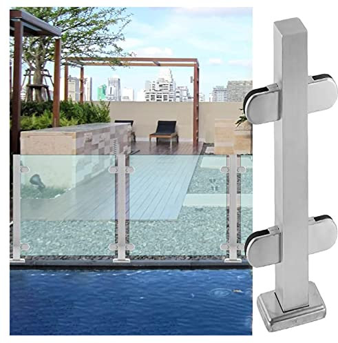 Poteau de balustrade en verre de 24 30 35 39 43 47 51 pouces de hauteur, pince de poteau de balustrade de clôture de piscine en verre en acier inoxydable 304, pour balcon/Pa, poteau central argenté-10