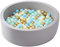 simpa Round Grey Soft Foam Ball Pit with 200 Assorted Colour Balls - Dimensions 90cm (Dia) x 30cm (H)