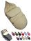 Fußsack für Babyschale [Winterfußsack] für Kinderautositz Gruppe 0+ und Kinderwagenschale 3-Punkt- und 5-Punkt-Gurtsystem universal Lammwolle Sitzauflage verstellbar (beige)