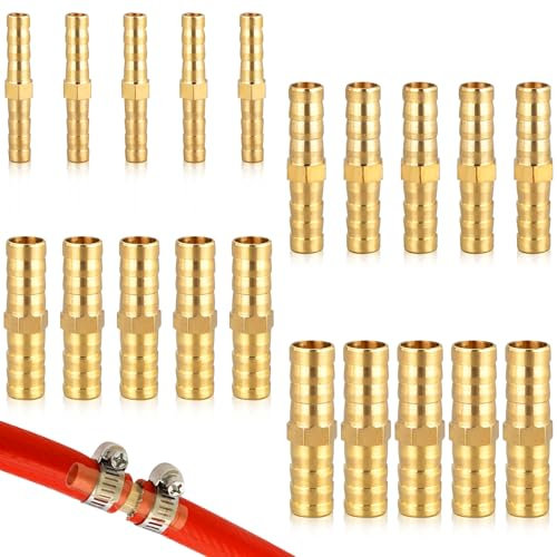 LPZMPZ 20 Stück Schlauchverbinder Messing Schlauchverbinder Kraftstoffleitung Verbinder Benzinschlauch Verbinder für Wasserleitung, Kraftstoffleitung, Luftleitung, Olleitung (6mm/8mm/10mm/12mm)