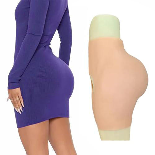 Tex-Eorey Realistisches Höschen Zur Po-Vergrößerung Aus Silikon Mit Offenem Schritt Big-po-Shapewear Bekleidung Von Mann Zu Frau für Crossdresser,Weiß,One Size