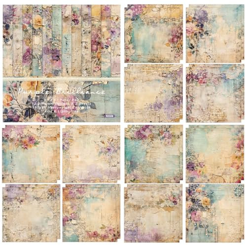 24 Blätter Scrapbook Papier, Blumenmuster Designpapier Vintage Decoupage Papier Stamperia Papier Dekopapier Scrapbook Zubehör