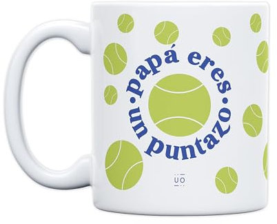 UO Taza con mensaje Papá, eres un puntazo. Taza para Desayuno. Regalo Lleno de Amor para Papá. Detalle Original para El día del Padre. Capacidad 350 ml, Cerámica.