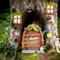 Feenhaus Gartendeko, Feentür und Baumtür für Gärten, 4 Stück Feentür Harzmaterial Wichteltür Outdoor Im Dunkeln, Harz Miniatur Feengarten Elfen Tür Skulptur Statuen Glühen im Dunkeln