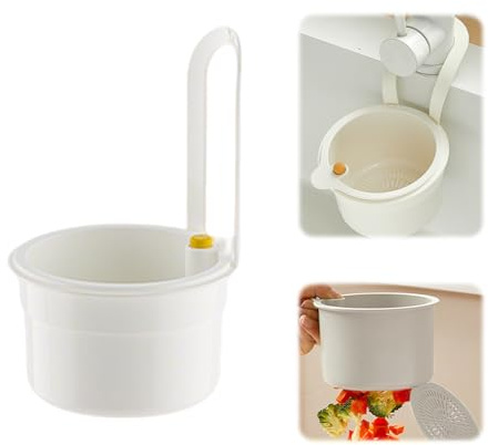 Abflusskorb, Multifunktionales Hängendes Verstellbar Spülbecken Sieb, Spülbecken Organizer Küchen, Spülbecken Filterkorb, Essensreste Auffangbehälter, Küchen Organizer für Küchenspülen (Weiß)