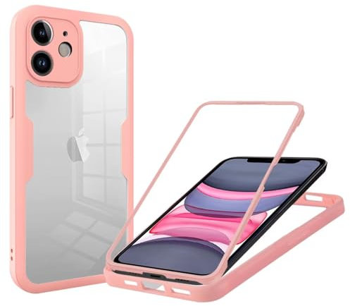 GoodcAcy Case für iPhone 11 Hülle mit eingebautem Panzerglas Displayschutz und Kamera Schutzfolie [9H HD], 360 Grad Handyhülle Ganzkörper Stoßfeste iPhone 11 Case - Rosa
