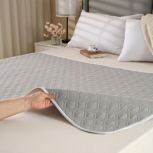 Hearda 2 Pièce Alèses de Lit Absorbantes, Lavable Alèses Réutilisable pour Incontinence, Adultes Enfants, Protège-Matelas Imperméable, 4 Couches de Protection (Gris,80x120cm)