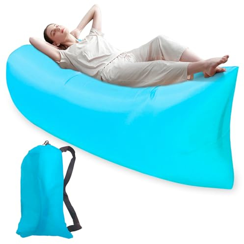 TULEBOLIAN Camping Aufblasbares Luftsofa, 200 * 70CM Wasserdichtes Luftsofa Tragbares Paket Luft Sofa Couch für Das Reisen, Kampierend, Wandernd, Pool und Strand-Partys (Blau)