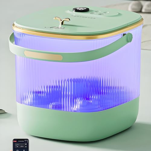 OAKVYNE Spa Électrique, Bain de Pieds, Bain de Pieds à Bulles, avec Massage et Chauffage, 6 Rouleaux de Massage, Hydromasseur, pour Relaxation des Pieds Fatigués，pour Femmes et Hommes(Green)