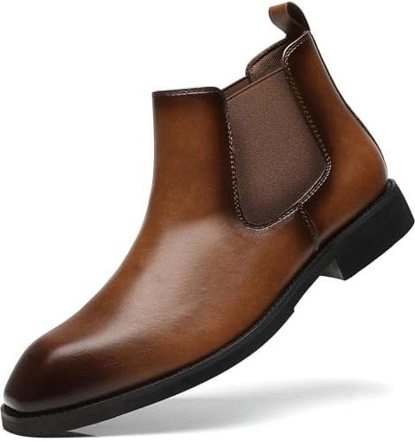 SANNAX Men Chelsea Boot Formal Business Uniform Dress Shoes Fashion Ankle Boots Slip on, Yellow 49, 11UK