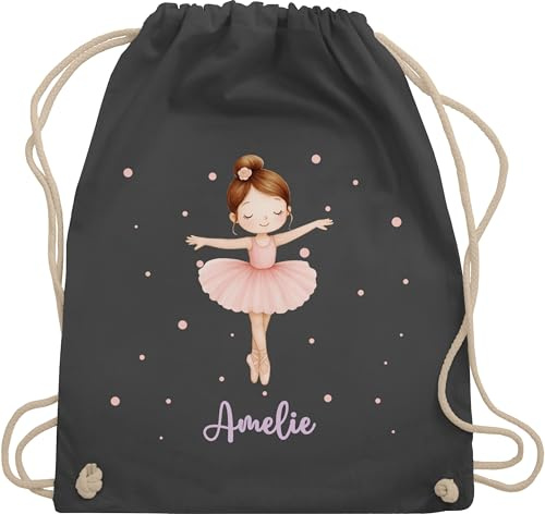 Turnbeutel Rucksack - Ballerina Name - Geschenk Mädchen tanzen Ballett - Unisize - Dunkelgrau - ballet dancer bag tanzrucksack tanz amelie ballettbeutel tasche dance tänzer tänzerin
