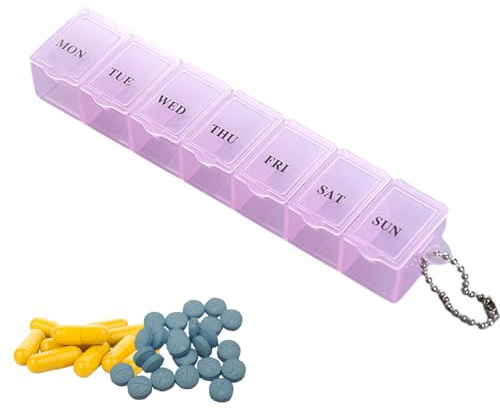 Pill Box 7 Day - 7 Day Pill Case, Pil Container For Supplementstransparent Weekly, Organizer With Dustproof Lid, Portable Daily Medication Storage Box For Supplements Fish Oil Tablets,