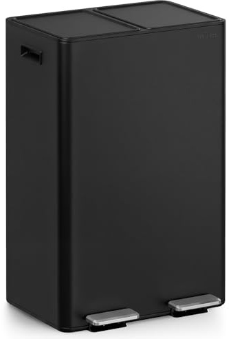 mVm Kitchen Bin,60L Dual Rubbish Bin,2 x 30L Stainless Steel Pedal Bin,Double Recycling Bin with Soft-Close Lids and Plastic Inner Buckets,Fingerprint Proof,Odour Seal,Large Capacity Trash Can