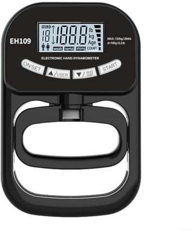 Dinamometro elettronico a mano, ricaricabile, con display LCD, precisione per palestra, sport, arrampicata su roccia, uso domestico, (nero)