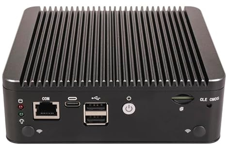 UDPTCP PC de forma pequeña, oficina, hogar, negocio/computadora de escritorio, procesador Pentium 4417U, sin RAM, sin SSD, mini PC sin ventilador con Quad 2.5G LAN, compatible con pantalla triple 4K