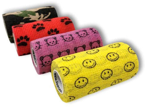 LisaCare selbsthaftender Wundverband - elastisches, wasserfestes, staub- fett- und schmutzabweisendes Pflaster (10cm Breit Farbe: Bunt| 4er Set)