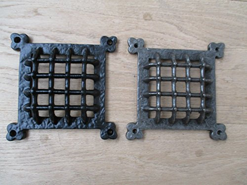 Ironmongery World® de hierro fundido Vintage Medieval gótico ventana puerta rejilla de ventilación tapa de apertura (hierro antiguo)