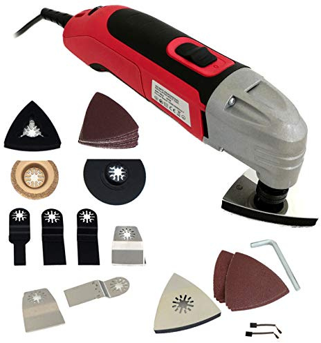 Voche® 300W Oscillating Multi Function Power Tool Plus 45 Piece Detail Sanding, Cutting & Grinding Accessories Set - German TUV GS Approved