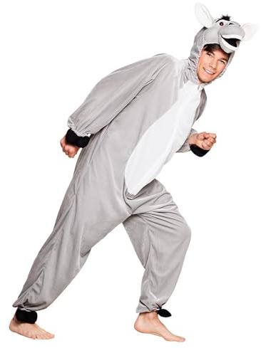 Boland - Costume Plush Donkey Jumpsuit for Adults, Grey, Max 1.65 m, 88163