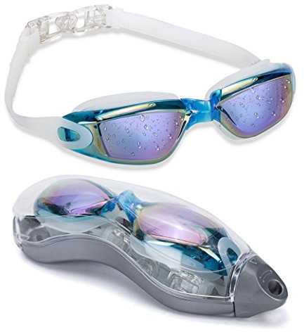 OYMI Swim Goggles No Leaking Silicone with Protection Case Adjustable for Men Women Youth Kids Unisex Triathlon Swim Glasses - UV Protection Anti Shatter Clear Vision Anti Fog Lenses