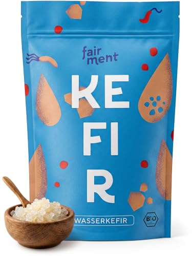 fairment® - Original Bio Wasserkefir Kristalle Starterkulturen für viel Wasser-Kefir mit Erfolgsgarantie und Anleitung (3x 30g = 90g Kristalle für 3 Liter) (3er Pack)