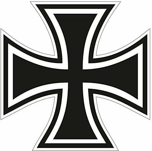 Samunshi® Aufkleber Eisernes Kreuz Iron Cross Autoaukleber Sticker - Auto Motorrad Motorhaube Tunning Wetterfest 10 x 10cm schwarz auf weißem Grund