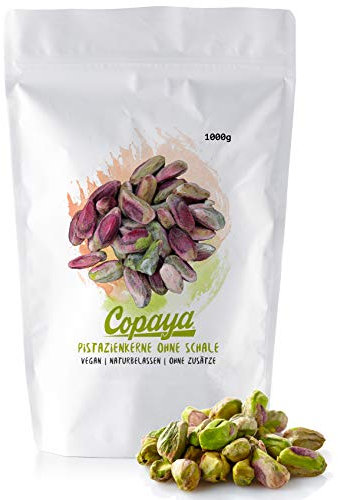 Copaya Pistazienkerne ohne Schale mit Haut, Rohe Pistazien, Ungeröstet und Ungesalzen (2 x 1000g)